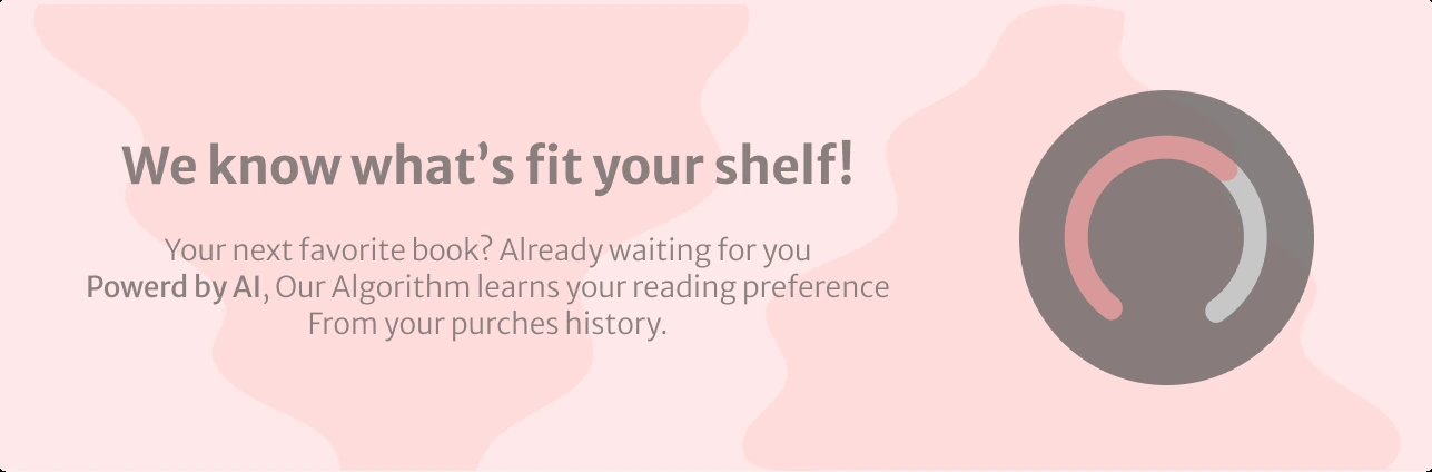 The Book Shelf recommendation banner: We know what's fit your shelf. Your next favorite book, already waiting for you. Powered by AI, the algorithm learns your reading preference from your purchase history.